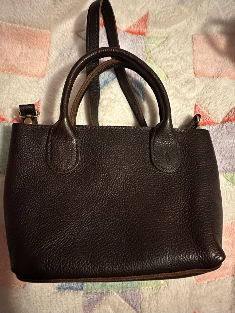 Portland Leather Dark Brown Pebbled Leather Satchel